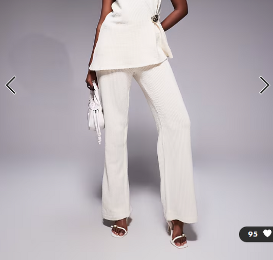 River Island textured wide leg trouser co-ord in cream