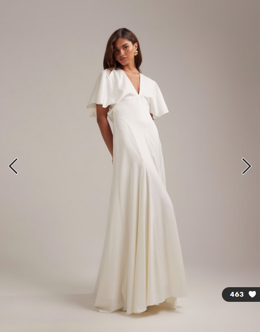 ASOS DESIGN Bridal cape sleeve godet maxi dress in ivory