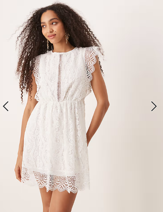 Gina Tricot lace mini summer dress in white