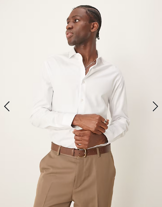 ASOS DESIGN regular textured formal shirt in white