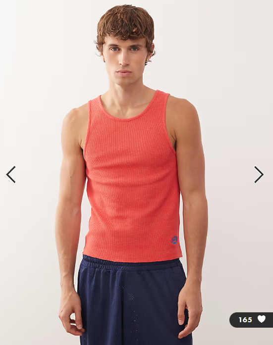 COLLUSION Ribbed muscle vest in red.