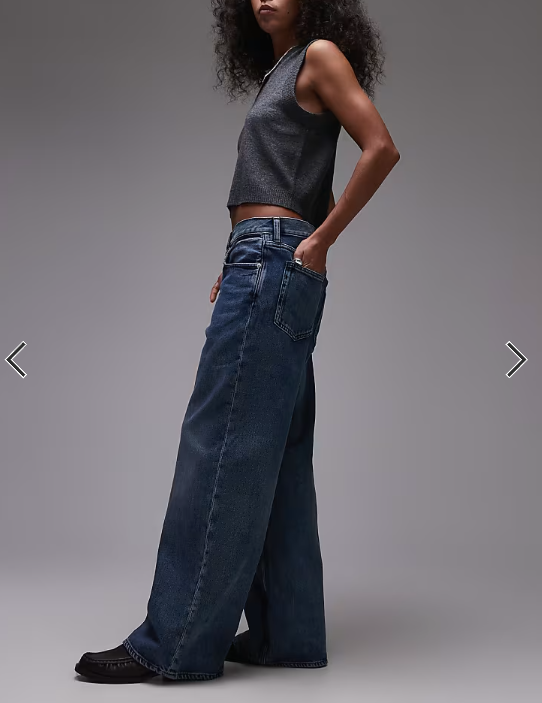 ARKET Cloud low rise baggy wide leg jeans in dark wash blue