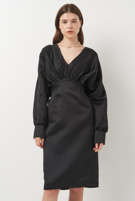 Gathered dull satin dress