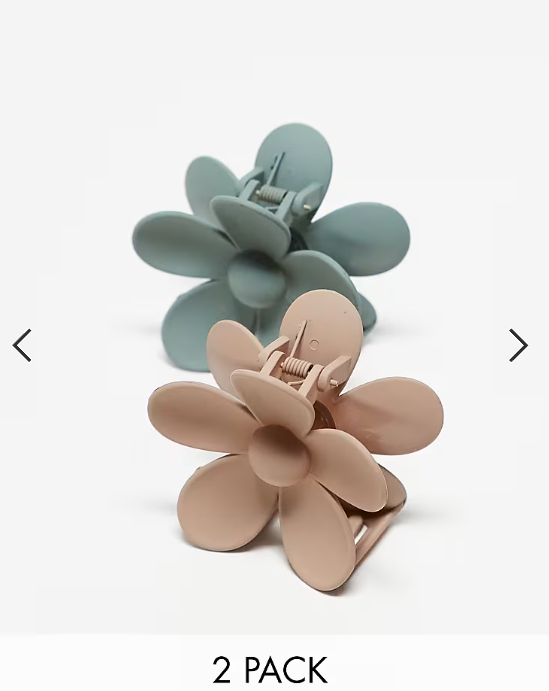 Pieces flower 2-pack hair claw clip in neutral and sage