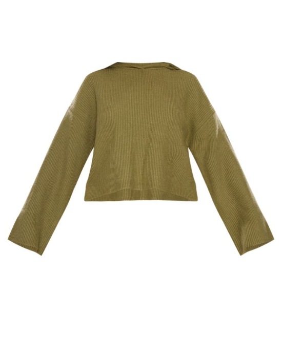 Plt - Khaki Soft Rib Knit Hooded Jumper