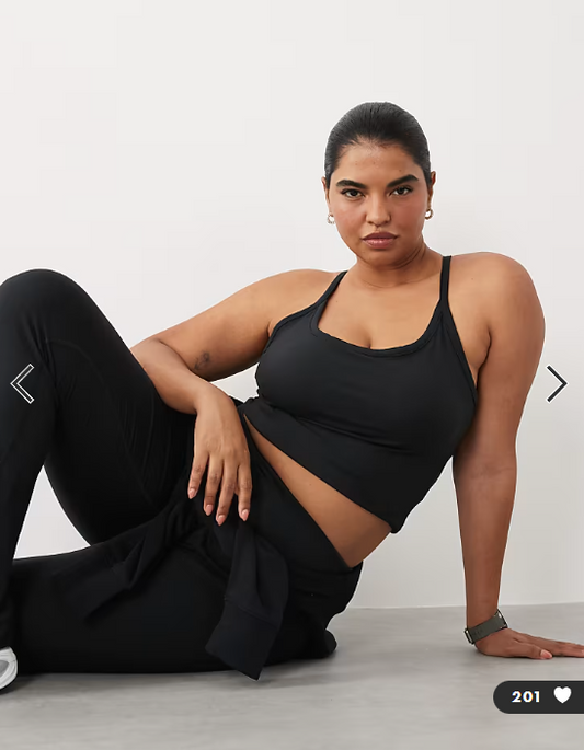 4505 Curve Icon soft touch yoga cami with inner bra and adjustable straps in black