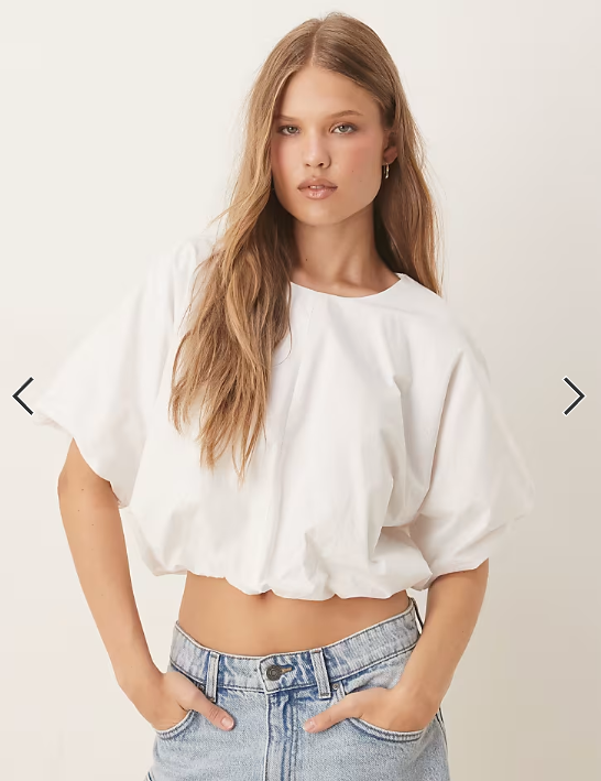 Vila puffball cropped woven top in white