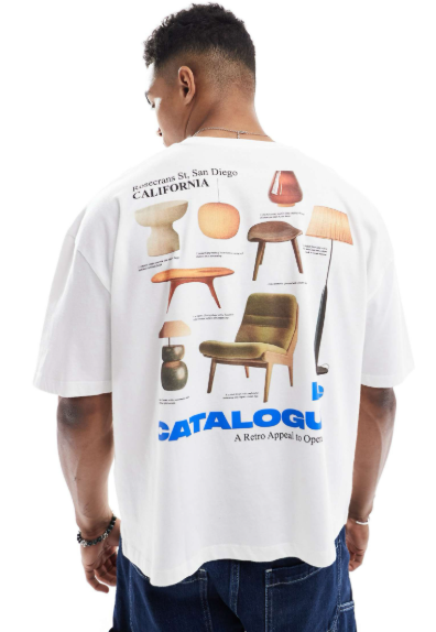 Asos - boxy oversized t shirt with back graphic in white