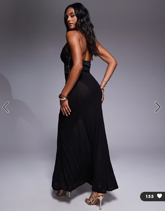 ASOS DESIGN godet semi sheer maxi skirt in black