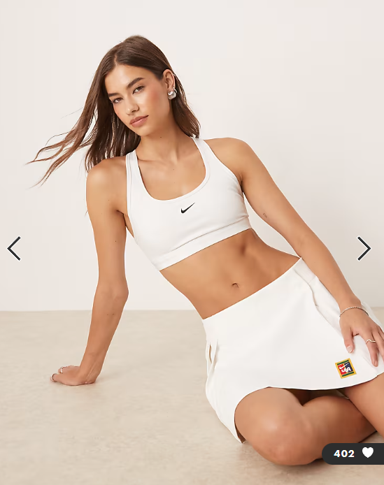 Nike Training Swoosh light support sports bra in white