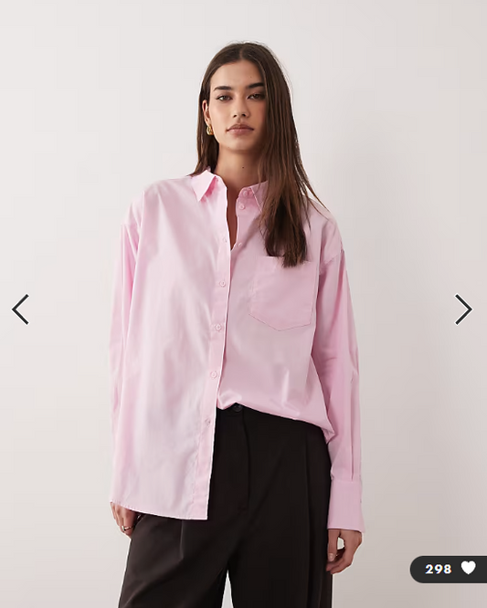 JJXX Jamie oversized poplin shirt in pink