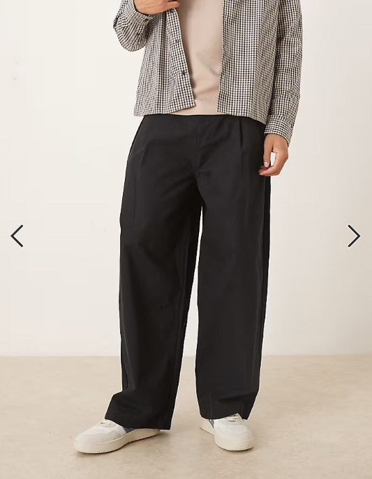 ASOS DESIGN oversized baggy trousers in black with pleats