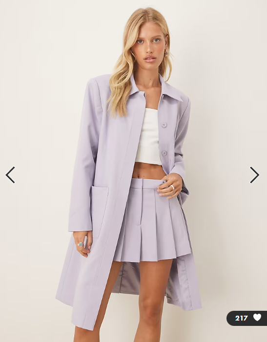 ASOS DESIGN tailored longline blazer co-ord in lilac