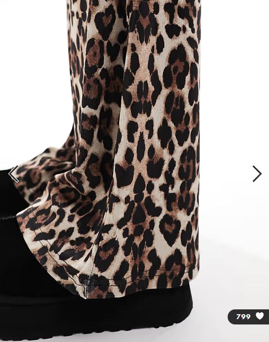 ONLY ribbed flare trousers in leopard print