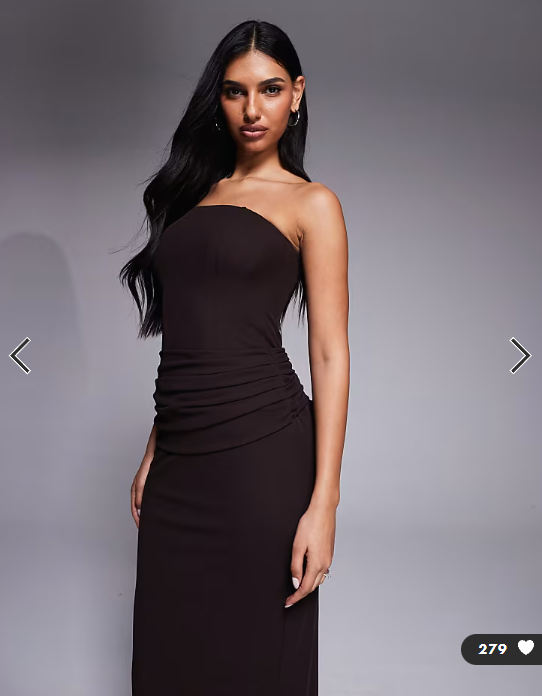Forever New bandeau draped detail maxi dress in chocolate brown