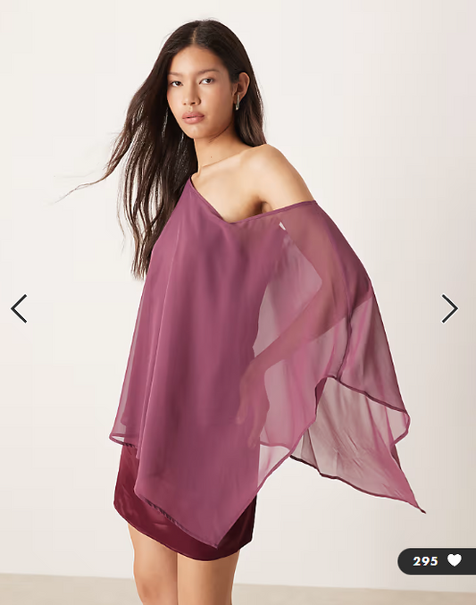 ASOS DESIGN satin chiffon mix one shoulder mini dress in plum