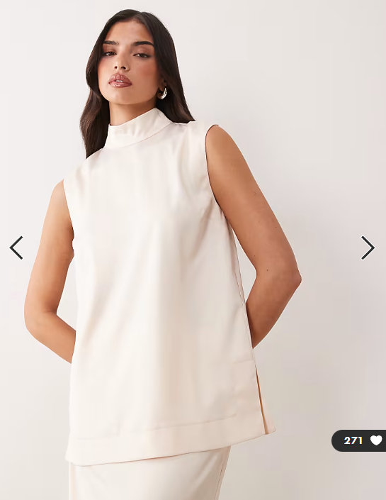 ASOS DESIGN co-ord sleeveless high neck top in satin