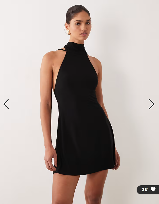 ASOS DESIGN backless flippy mini dress with scarf detail in black