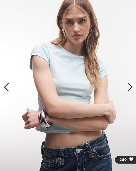 ASOS DESIGN polyamide slinky baby tee in light blue