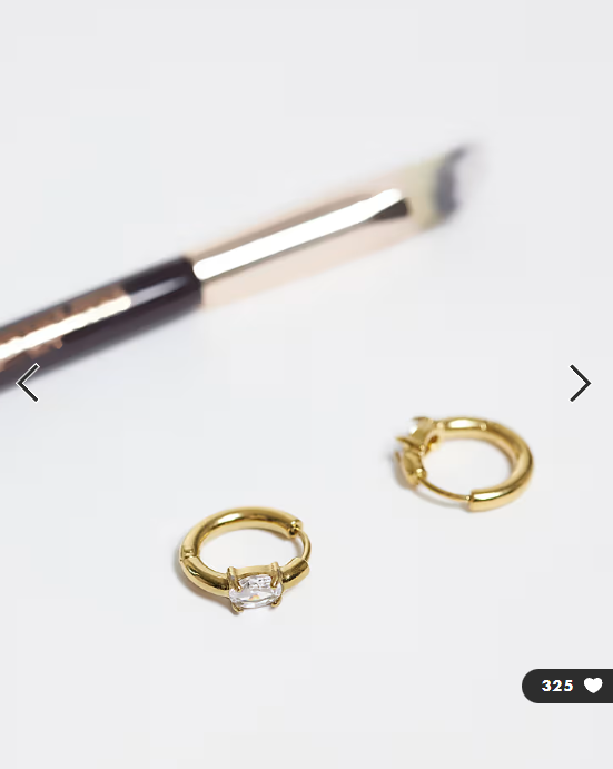 Lost Souls huggie hoop earrings with oval crystal detail in 18k gold plated stainless steel