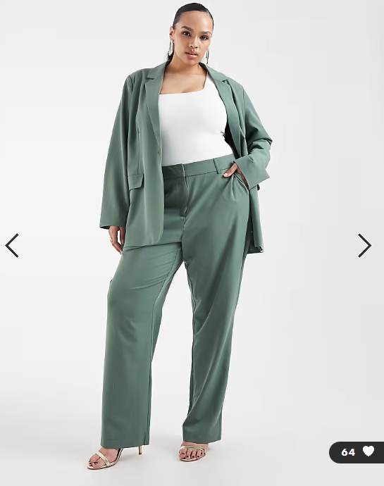 Vero Moda Curve straight leg tailored trouser co-ord in green