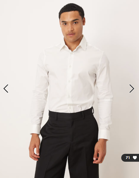 ASOS DESIGN skinny stretch work shirt in white