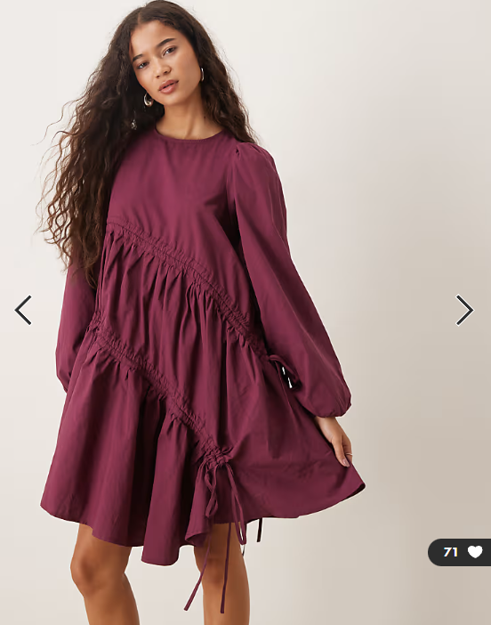 Ghospell oversized ruched mini dress in red