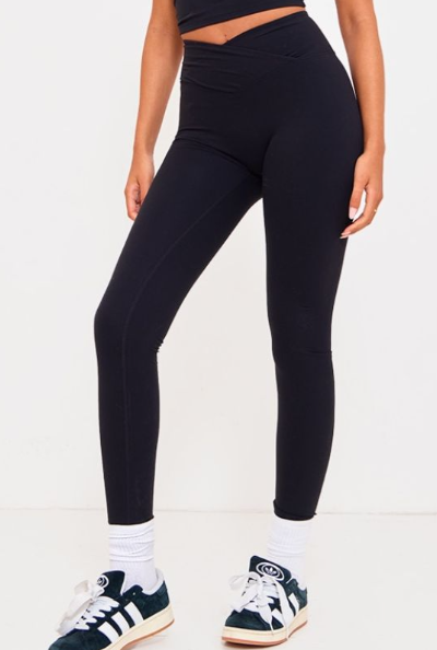 Tall Black Contour Sculpt Wrap Over Leggings