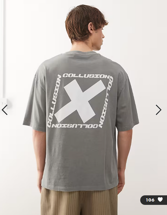 COLLUSION grey logo t-shirt