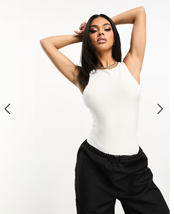 ASOS DESIGN double layer racer bodysuit in white