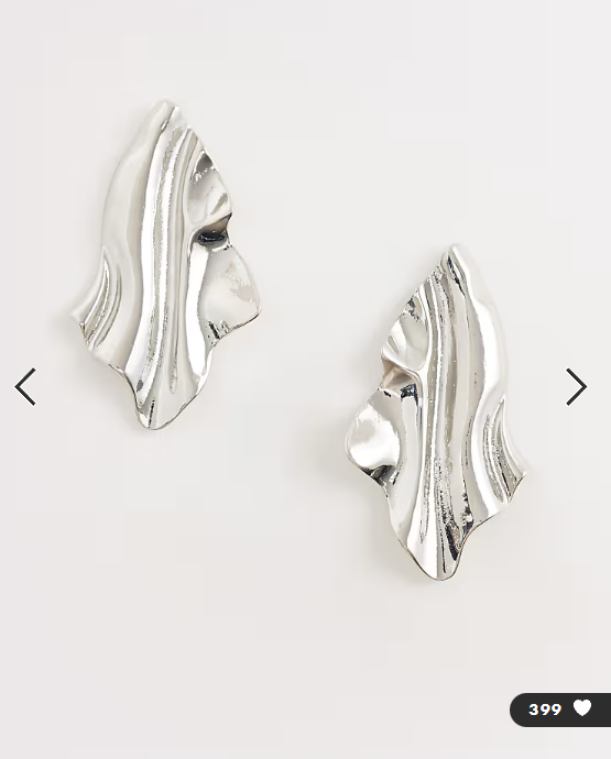 ASOS DESIGN earrings in natural shape in silver tone