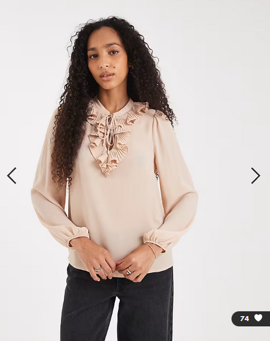 New Look ruffle front blouse in pink