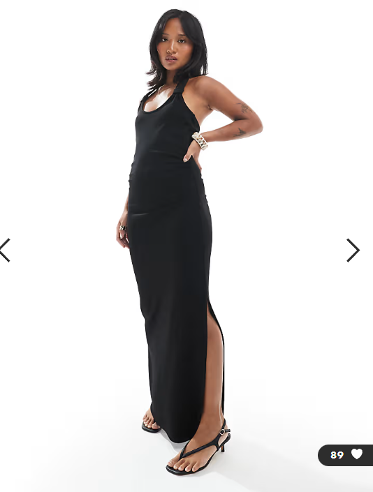 4th & Reckless Petite exclusive knot detail halterneck maxi dress in black