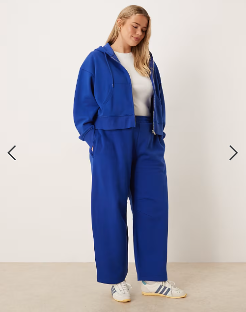 ASOS DESIGN Curve barrel leg brushback jogger in deep blue