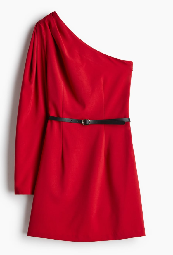 H&M - BELTED ONE-SHOULDER DRESS