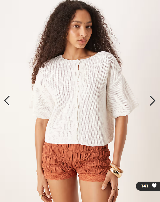 ASOS DESIGN knitted short sleeve cardigan in white