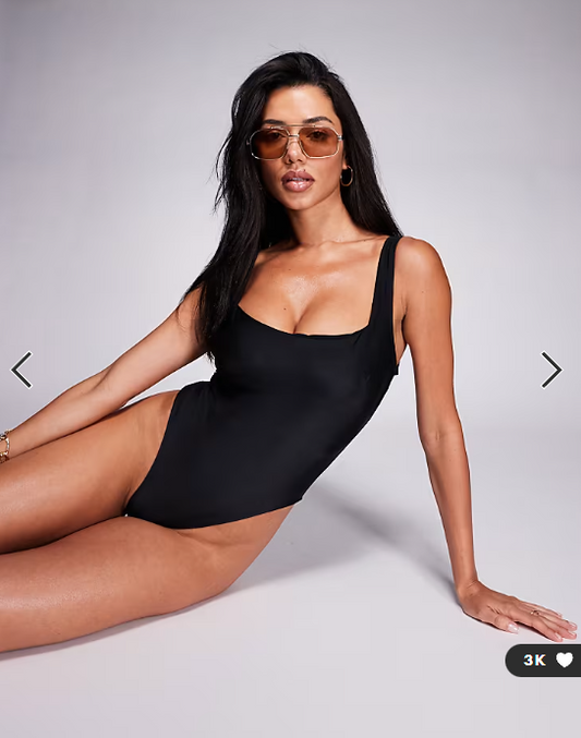 ASOS DESIGN Fuller Bust Revenge sculpting square neck swimsuit in black