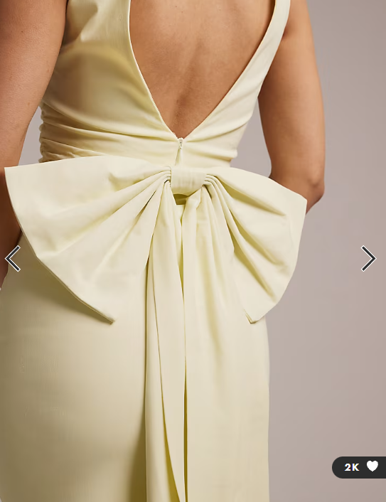 TFNC Bridesmaid bengaline maxi dress with detachable bow back in yellow
