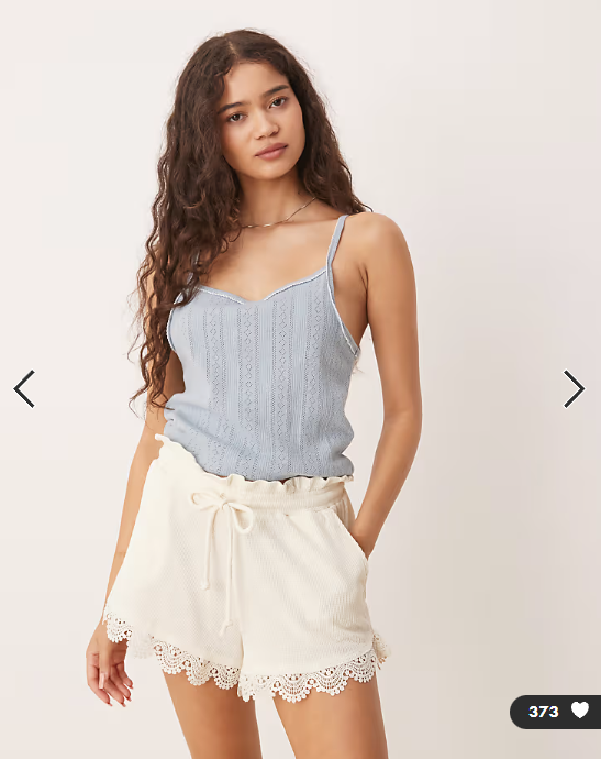 ASOS DESIGN lace hem detail waffle shorts