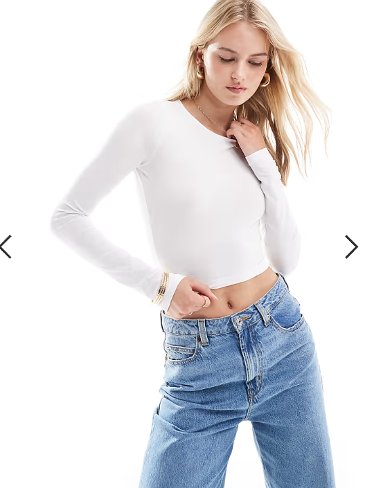 ASOS DESIGN Tall fitted crop t-shirt with long sleeve in white