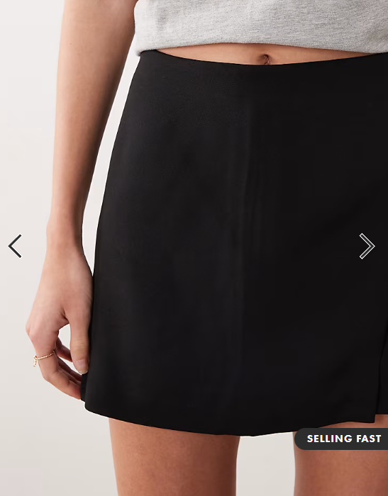 ASOS DESIGN Tailored wrap mini skort in black