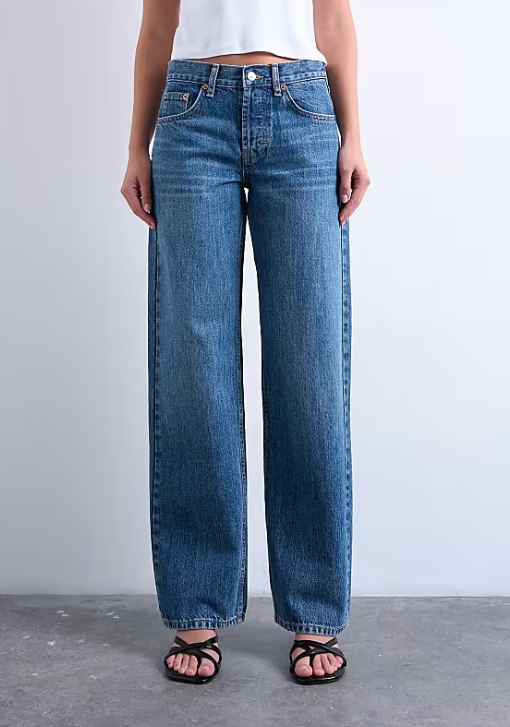 Topshop ember low rise straight leg jean in vintage blue