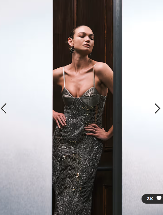 ASOS DESIGN oversized floral embellished sequin maxi dress with bust cup detail in light khaki