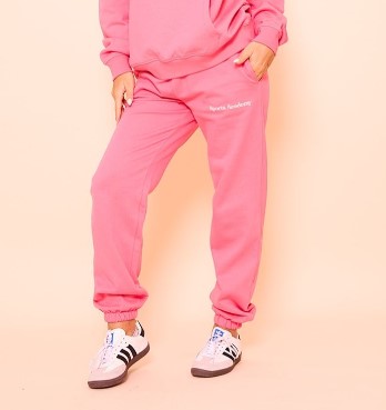 Hot Pink Premium Sports Academy Puff Print Oversized Joggers