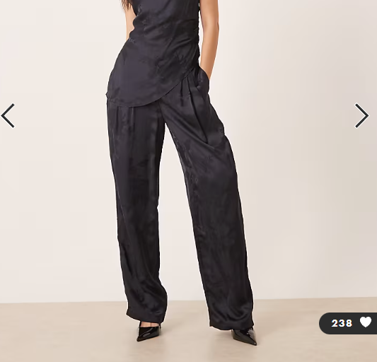 ASOS DESIGN tailored high waist straight leg satin jacquard trousers co-ord in navy