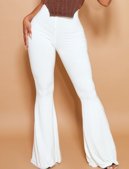 Plt - Shape White Slinky Flared Trousers