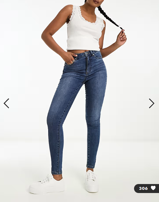 Vero Moda high rise skinny jeans in medium blue