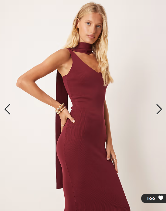 Pretty Lavish scarf neck knit maxi dress in burgundy