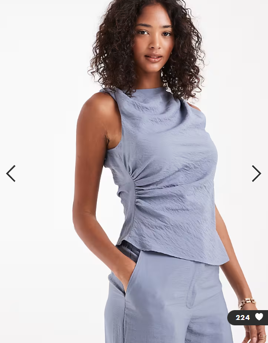 ASOS DESIGN asymmetric textured twist detail top in blue - part of a set