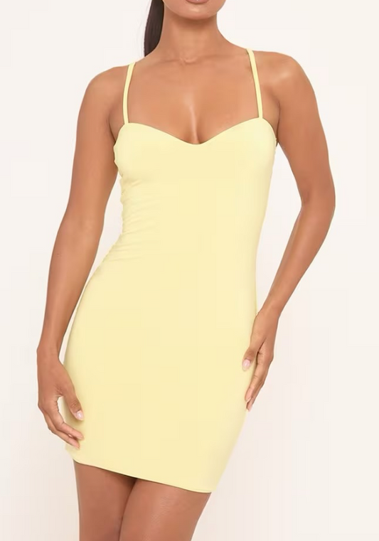 Ego - strappy sculpt mini dress in yellow